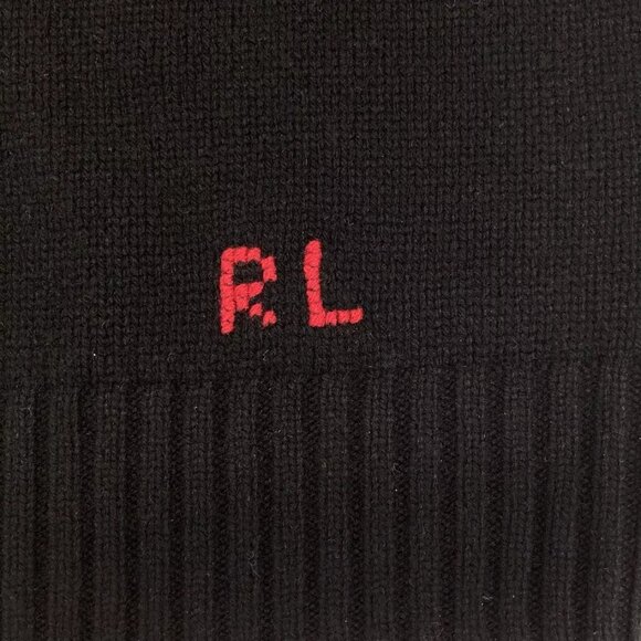 Polo Ralph Lauren Bear Iconic Western Cowboy Knit Men Sweater Black Size XXL - Picture 3 of 5